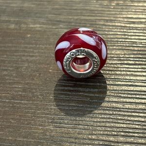 Pandora Charm Wavy Red & White Murano Glass